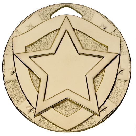 Gold Mini Shield Star Medal 50mm (2")