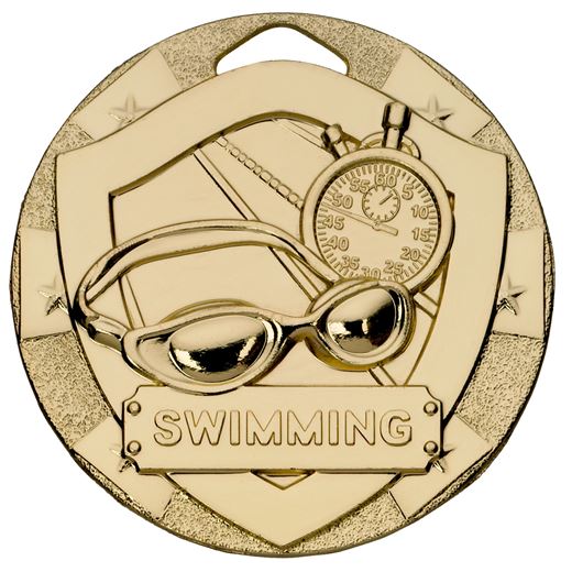 Gold Mini Shield Swimming Medal 50mm (2")