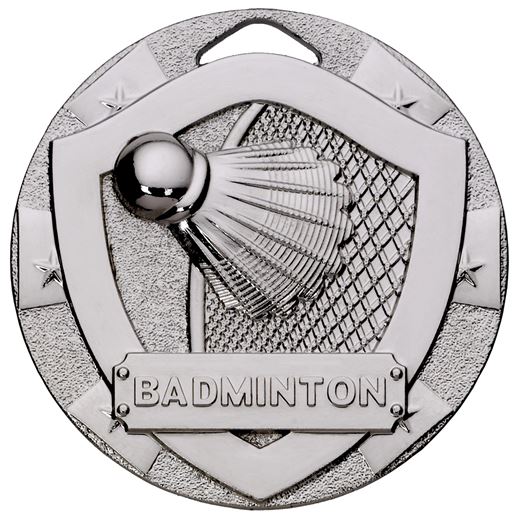 Silver Mini Shield Badminton Medal 50mm (2")