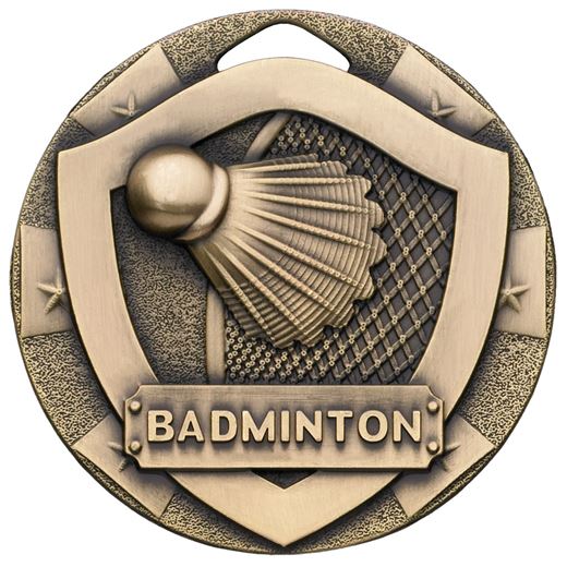 Bronze Mini Shield Badminton Medal 50mm (2")