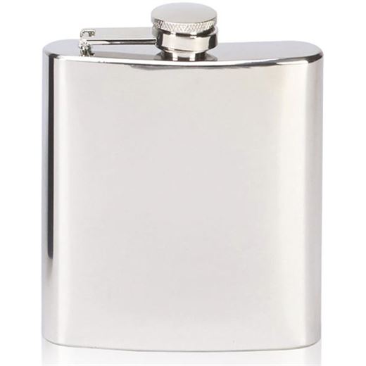 Mirror Finished Stainless Steel 6oz Hip Flask 12cm (4.75")