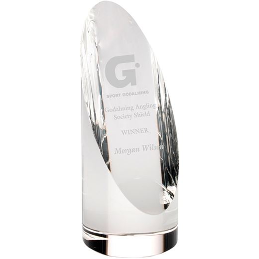 Optical Crystal Oval Face Round Column Glass Award  16.5cm (6.5")