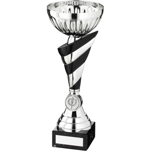 Silver Patterned Bowl & Black Spiral Stem Trophy Cup 28cm (11")