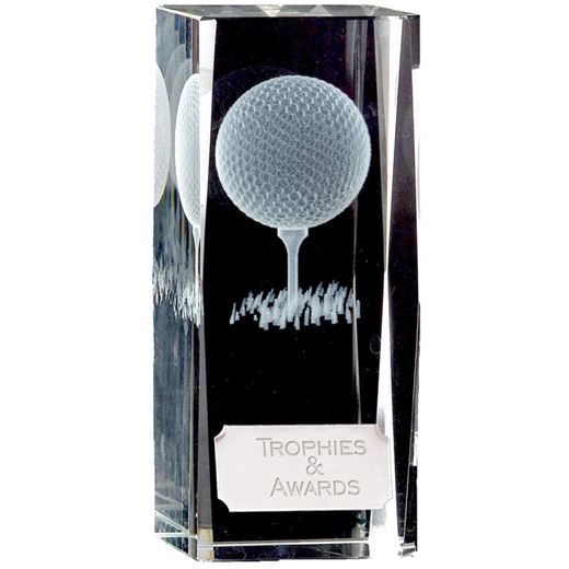 Clarity Golf Ball & Tee Glass Block Award 11.5cm (4.5")