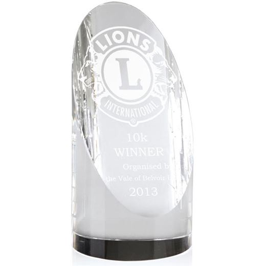 Heavyweight Oval Optical Crystal Column Award 14cm (5.5")