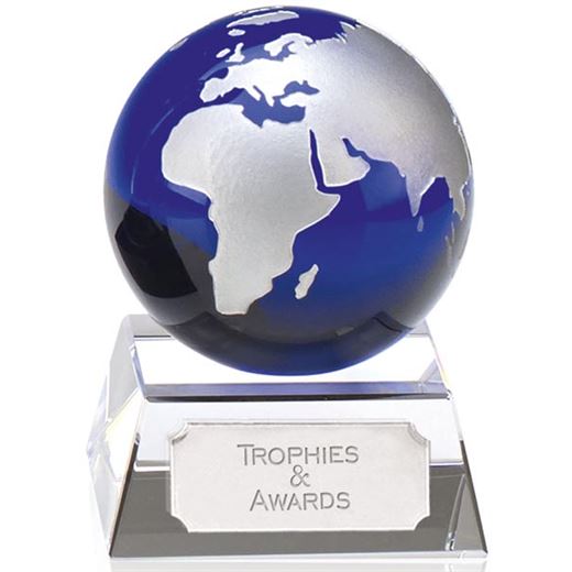 Aqua Globe Optical Crystal Award 9cm (3.5")
