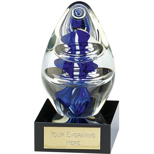 Clear & Blue Thick Art Glass Award 12.5cm (5")
