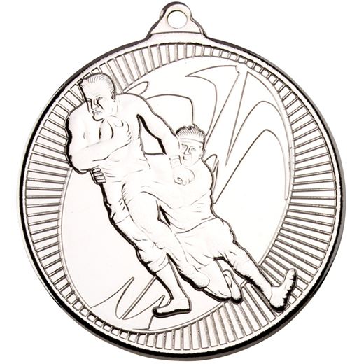 Silver Rugby Multi Line Medal 50mm (2")