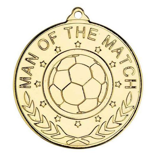 Man Of The Match Laurel Wreath Football Medal Gold 50mm (2")