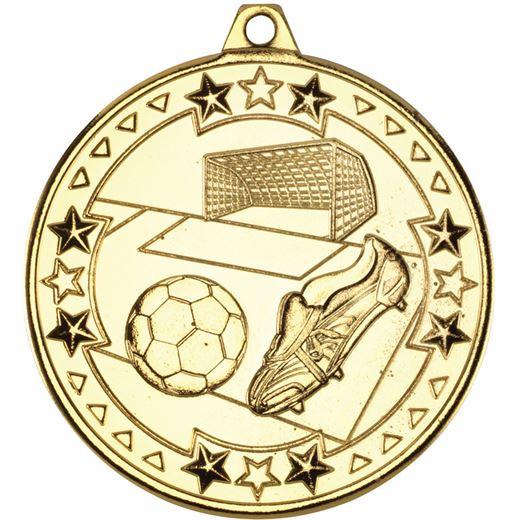 Gold Tri Star Football Medal 50mm (2")
