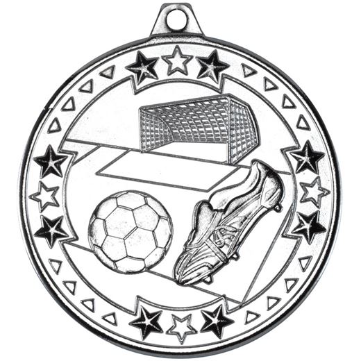 Silver Tri Star Football Medal 50mm (2")