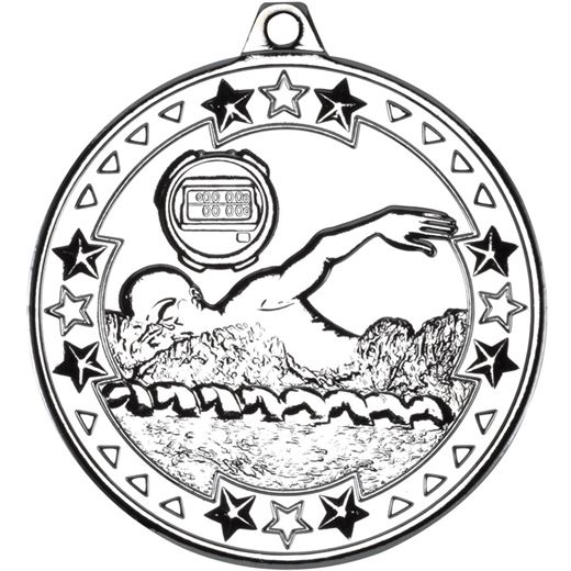Silver Tri Star Swimming Medal 50mm (2")