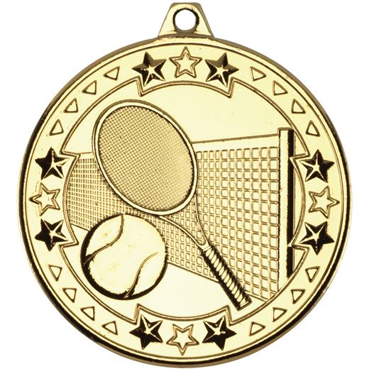 Gold Tri Star Tennis Medal 50mm (2")