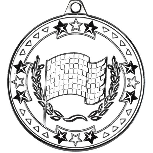 Silver Tri Star Motor Sport Medal 50mm (2")