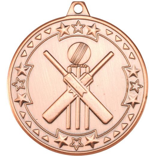 Bronze Tri Star Cricket Medal 50mm (2")