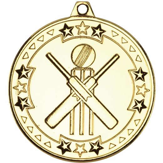 Gold Tri Star Cricket Medal 50mm (2")