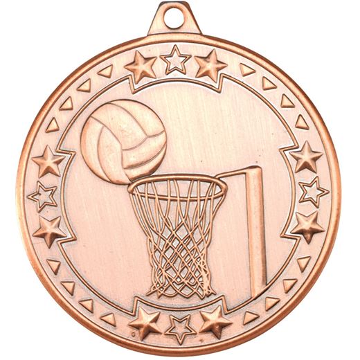 Bronze Tri Star Netball Medal 50mm (2")