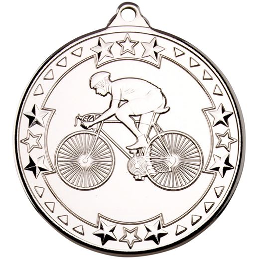 Silver Tri Star Cycling Medal 50mm (2")