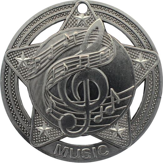 Music Medal by Infinity Stars Antique Silver 50mm (2")