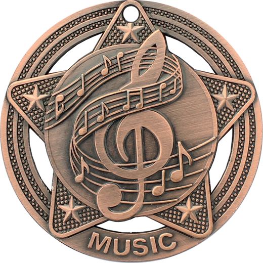 Music Medal by Infinity Stars Antique Bronze 50mm (2")