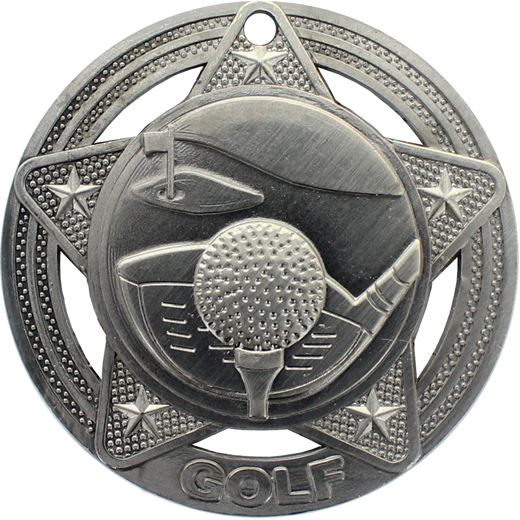Golf Medal by Infinity Stars Antique Silver 50mm (2")