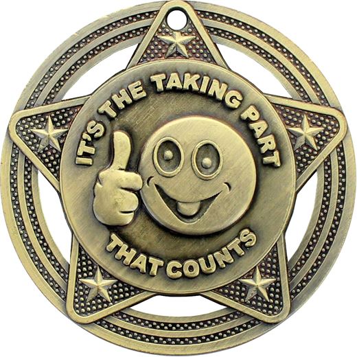 Participation Medal by Infinity Stars Antique Gold 50mm (2")