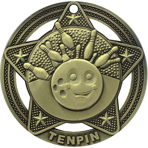 Tenpin Bowling Medal by Infinity Stars Antique Gold 50mm (2")