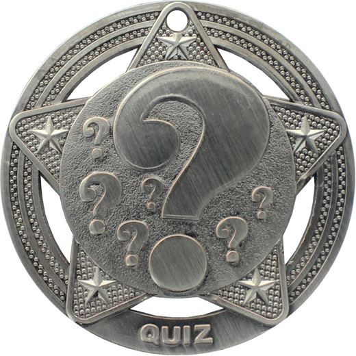 Quiz Medal by Infinity Stars Antique Silver 50mm (2")