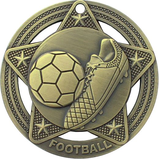 Football Medal by Infinity Stars Antique Gold 50mm (2")