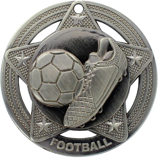 Football Medal by Infinity Stars Antique Silver 50mm (2")