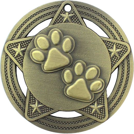 Paw Print Medal by Infinity Stars Antique Gold 50mm (2")