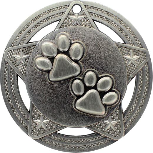Paw Print Medal by Infinity Stars Antique Silver 50mm (2")