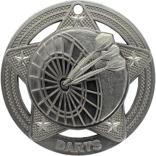 Darts Medal by Infinity Stars Antique Silver 50mm (2")