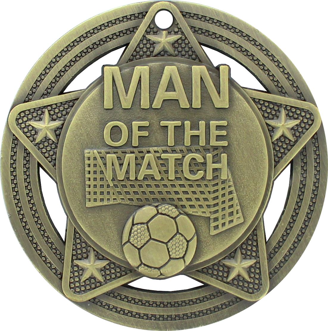 Man Of The Match Medal By Infinity Stars Antique Gold 50mm 2