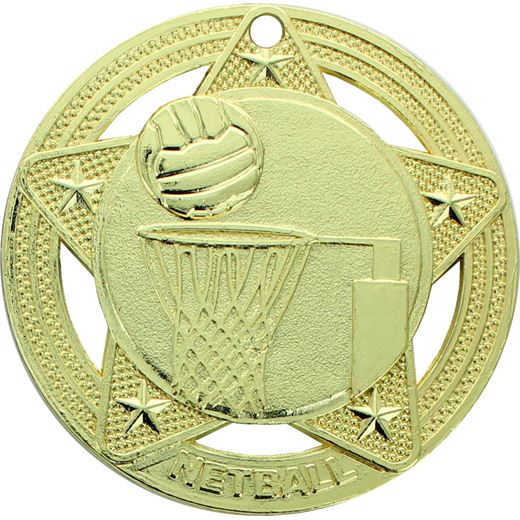 Netball Medal by Infinity Stars Gold 50mm (2")