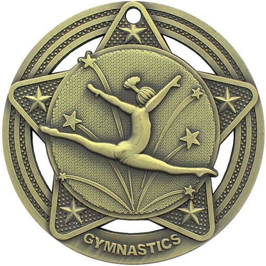 Female Gymnastics Medal by Infinity Stars Antique Gold 50mm (2")