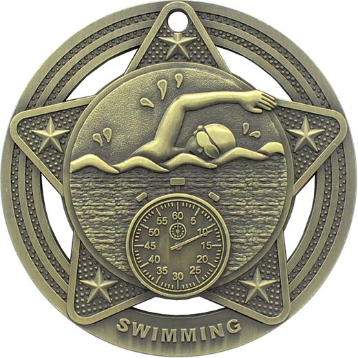 Swimming Medal by Infinity Stars Antique Gold 50mm (2")