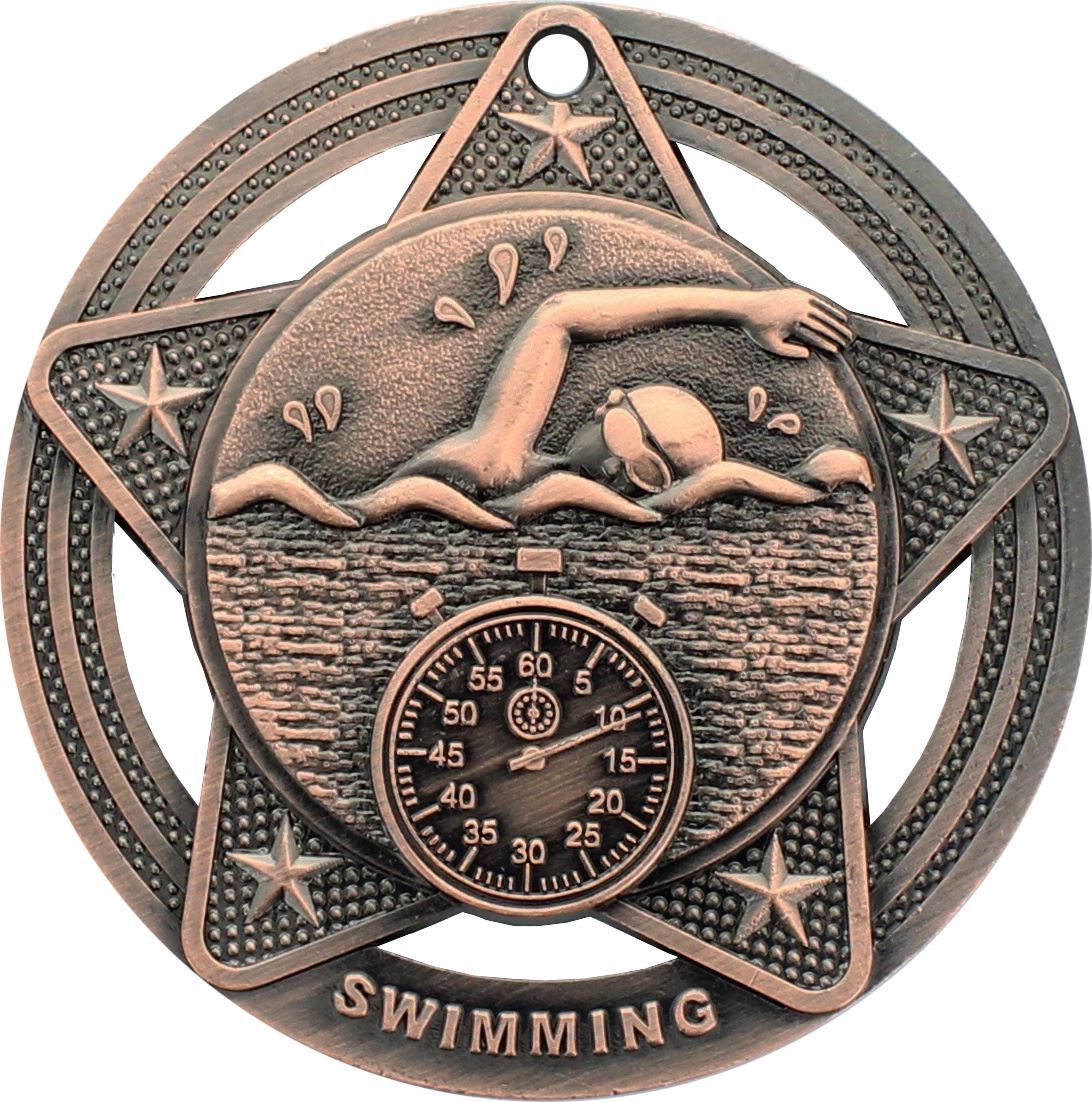 Swimming Medal by Infinity Stars Antique Bronze 50mm (2")