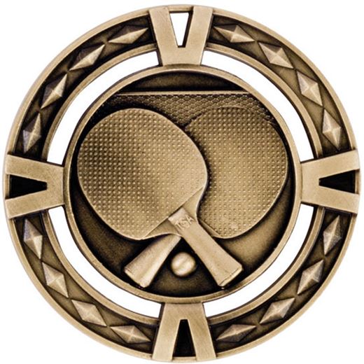 Gold Diamond Pattern Table Tennis Medal 60mm (2.25")