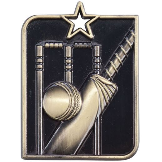 Gold Centurion Star Cricket Square Medal 53mm x 40mm (2.25" x 1.5")