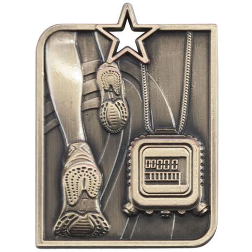 Gold Centurion Star Running Square Medal 53mm x 40mm (2.25" x 1.5")