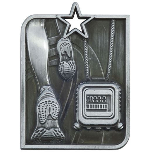 Silver Centurion Star Running Square Medal 53mm x 40mm (2.25" x 1.5")