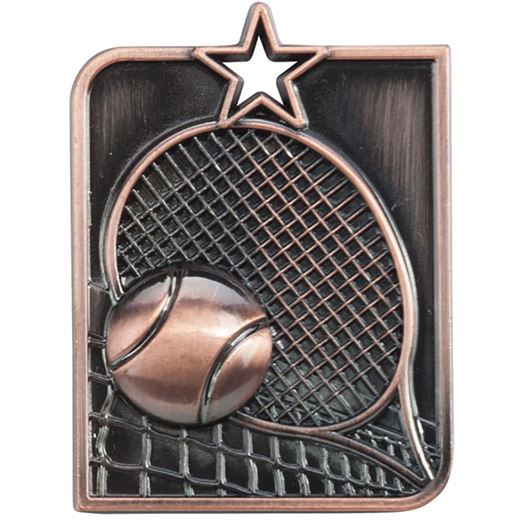 Bronze Centurion Star Tennis Square Medal 53mm x 40mm (2.25" x 1.5")