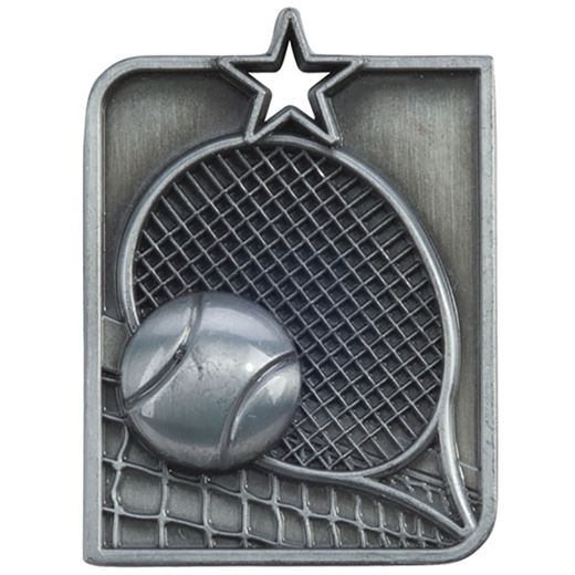 Silver Centurion Star Tennis Square Medal 53mm x 40mm (2.25" x 1.5")