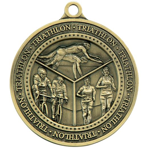 Antique Gold Olympia Triathlon Medal 60mm (2.25")