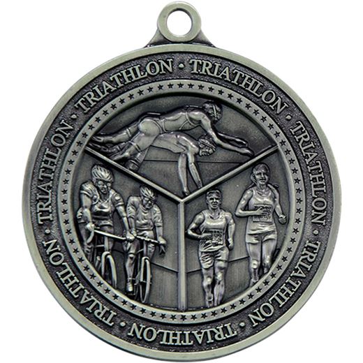 Antique Silver Olympia Triathlon Medal  60mm (2.25")