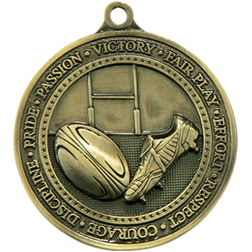 Antique Gold Olympia Rugby Medal 60mm (2.25")
