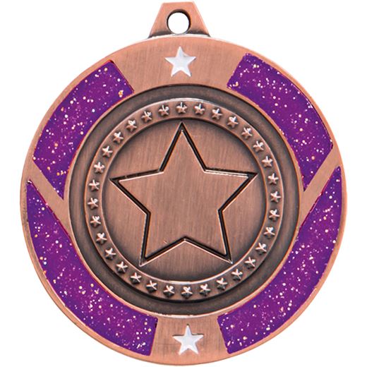 Bronze & Purple Glitter Star Medal 50mm (2")