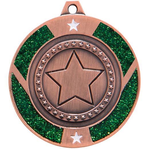 Bronze & Green Glitter Star Medal 50mm (2")