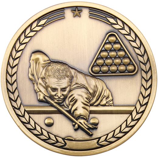 Pool/Snooker Presentation Medal Antique Gold 70mm (2.75")
